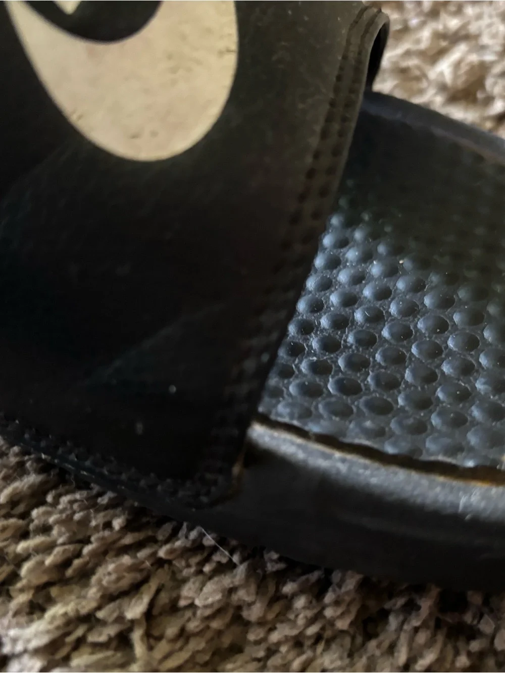 Nike' Black Slide Sandals with White Logo, shoes